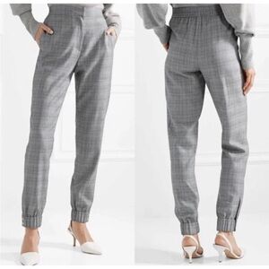 TIBI Cooper Plaid Wool Silk Jogger Pants